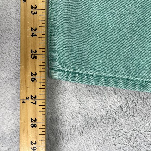 Levis 501 Crop Jeans Womens 28x26 Green Denim Cotton Rare Straight Leg High Rise - Picture 14 of 16